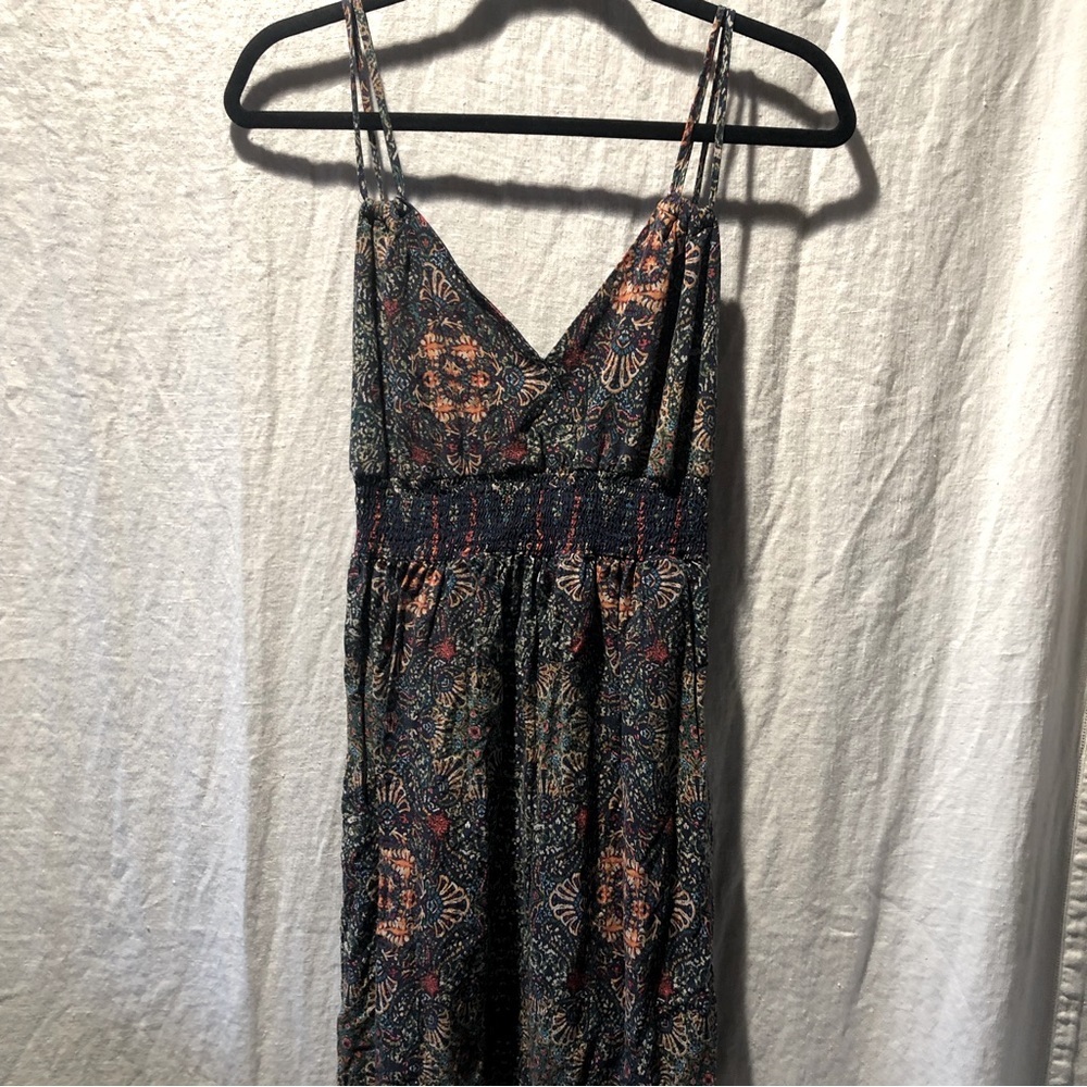 Papaya midi dress almost maxi spaghetti strap ruched empire waist pullon Dress M